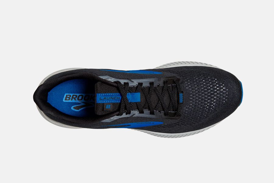 Brooks Running Shoes - Launch 8 Road Mens - Black/Grey/Blue - PUA-620359